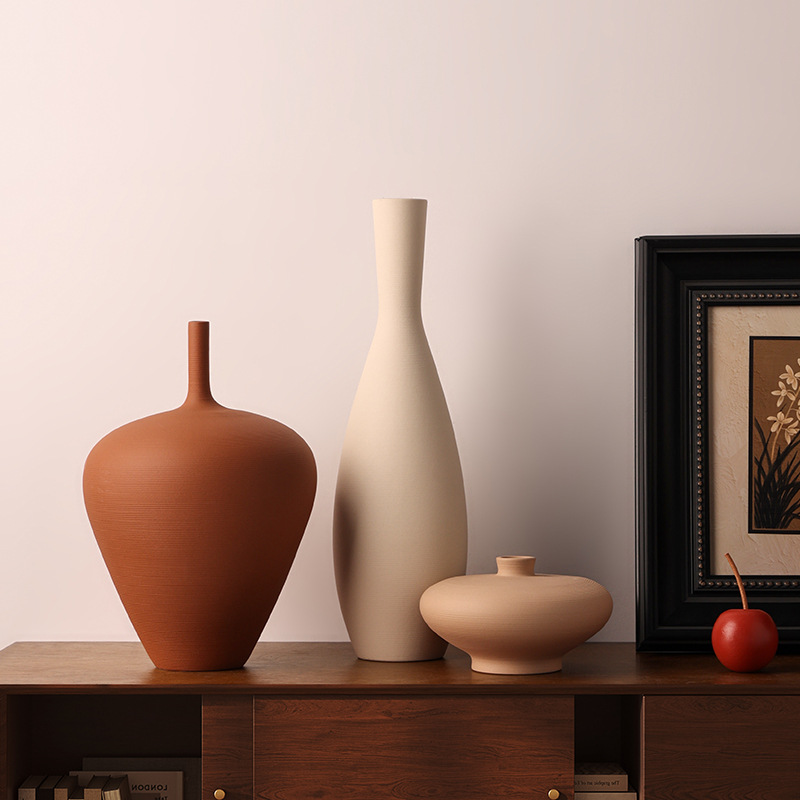 Pampas Grass Decor - CAPIRON Nordic Retro Ceramic Vase Cabinet