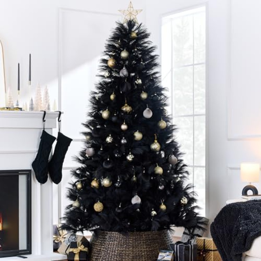 Pampas Grass Decor - Christmas tree decor: artificial black pampas