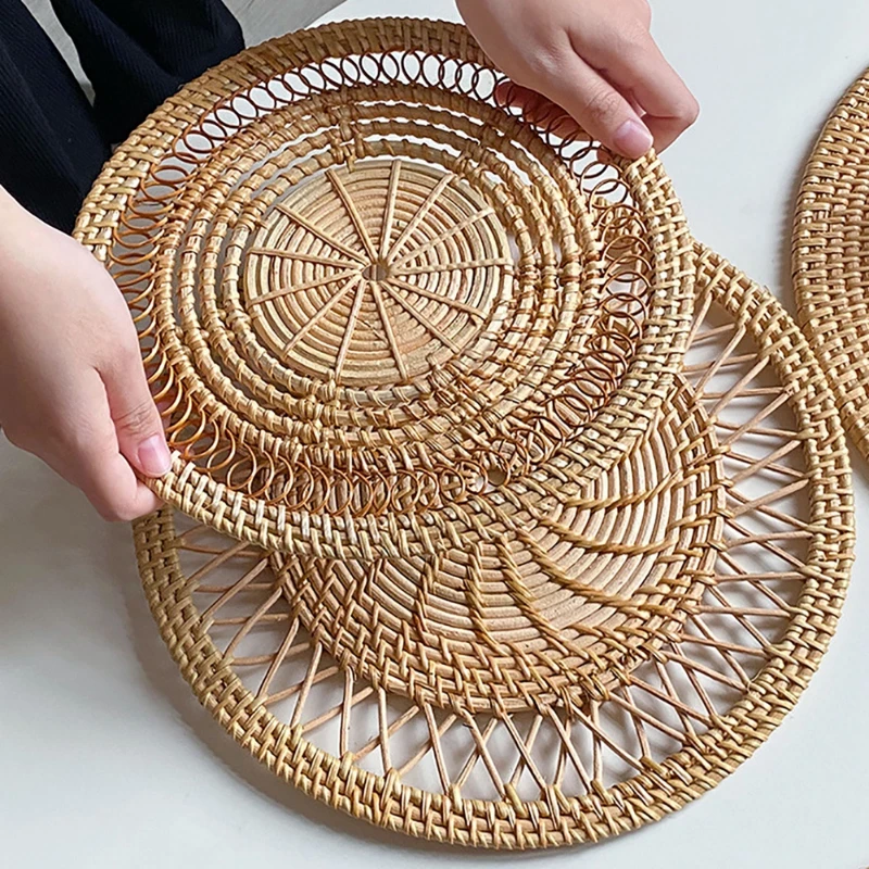 Round Wicker Tray Rattan Woven - đánh giá và giá Rattan Plant Basket