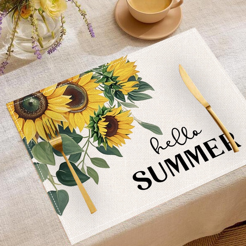 5PCS Spring Summer Floral Sunf - đánh giá và giá Linen Table Runner
