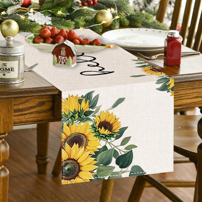 5PCS Spring Summer Floral Sunf - đánh giá và giá Linen Table Runner