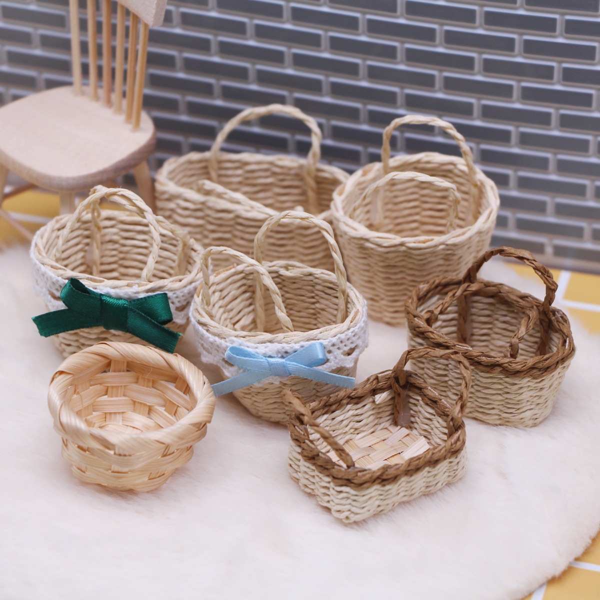 1Pc Dollhouse Handwoven Lafite - đánh giá và giá Rattan Plant Basket