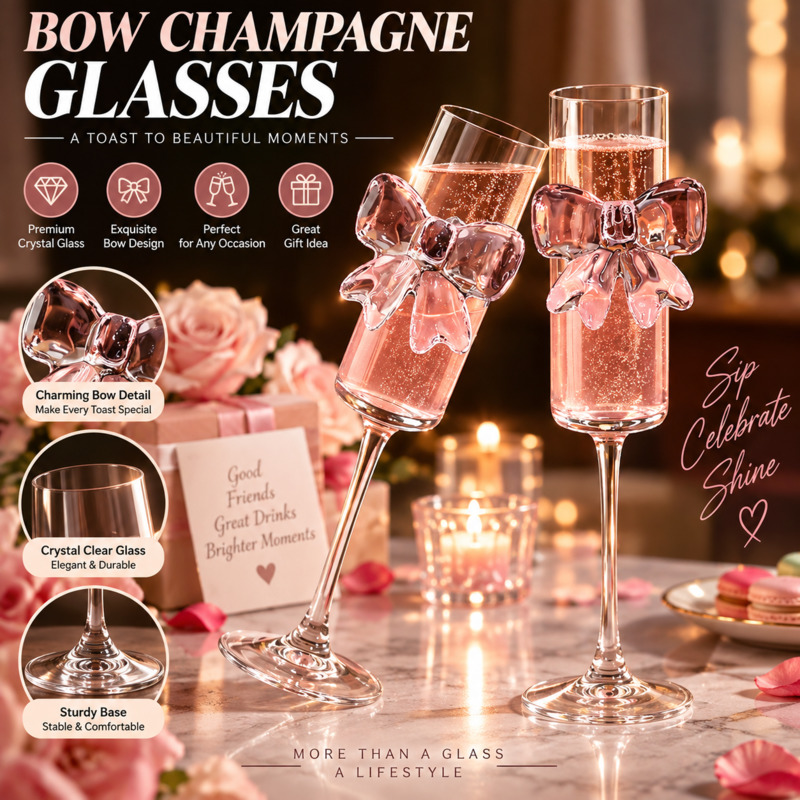 Bow Champagne Flutes Glass Wed - đánh giá và giá Home Decor Y2K