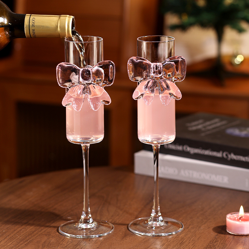 Bow Champagne Flutes Glass Wed - đánh giá và giá Home Decor Y2K