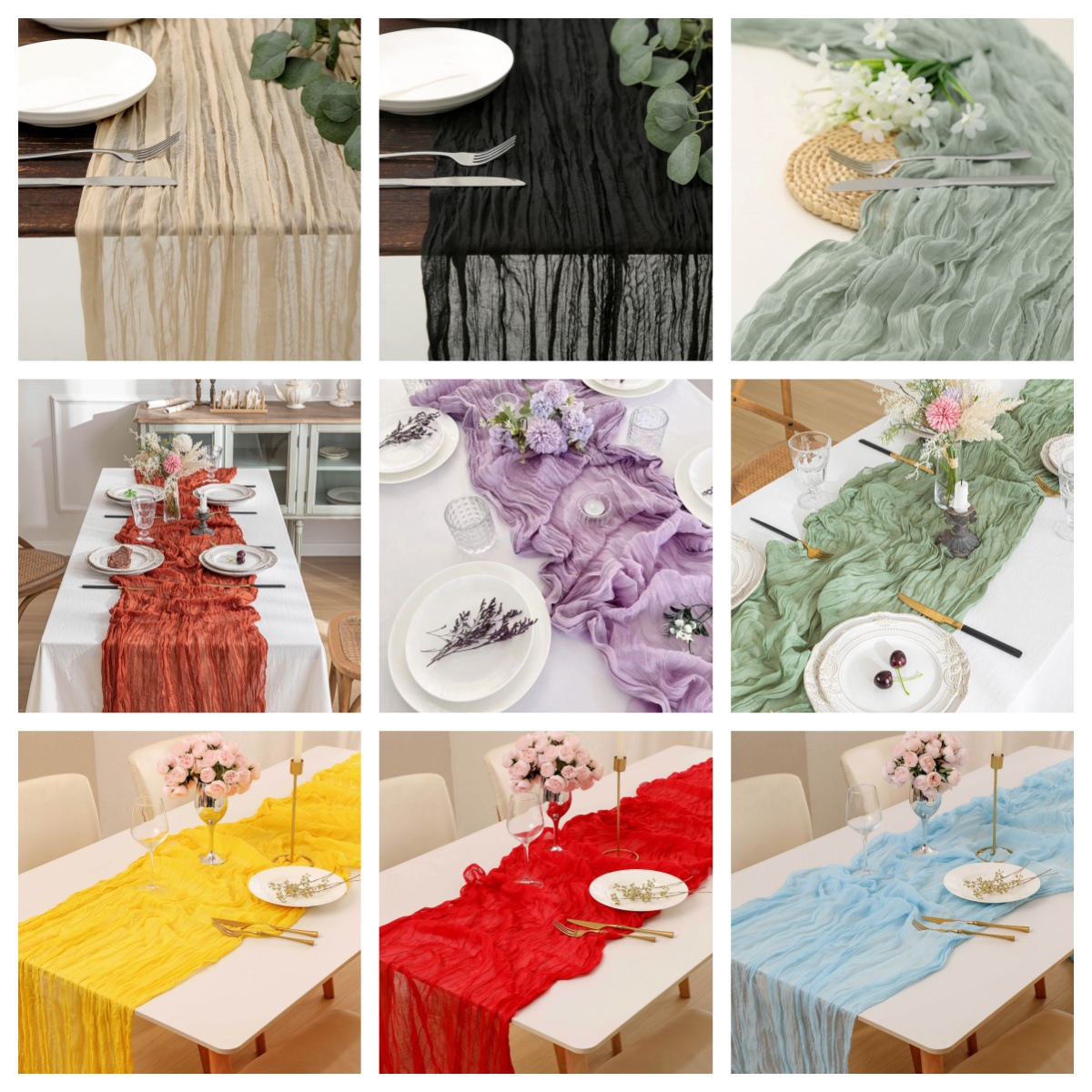 Boho Gauze Table Runner, Crink - đánh giá và giá Linen Table Runner