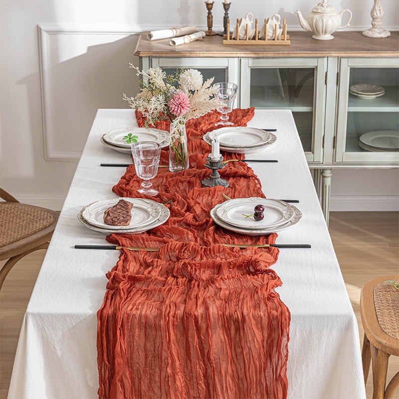 Boho Gauze Table Runner, Crink - đánh giá và giá Linen Table Runner