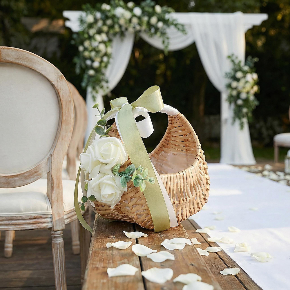 Rattan Flower Girl Basket with - đánh giá và giá Rattan Plant Basket