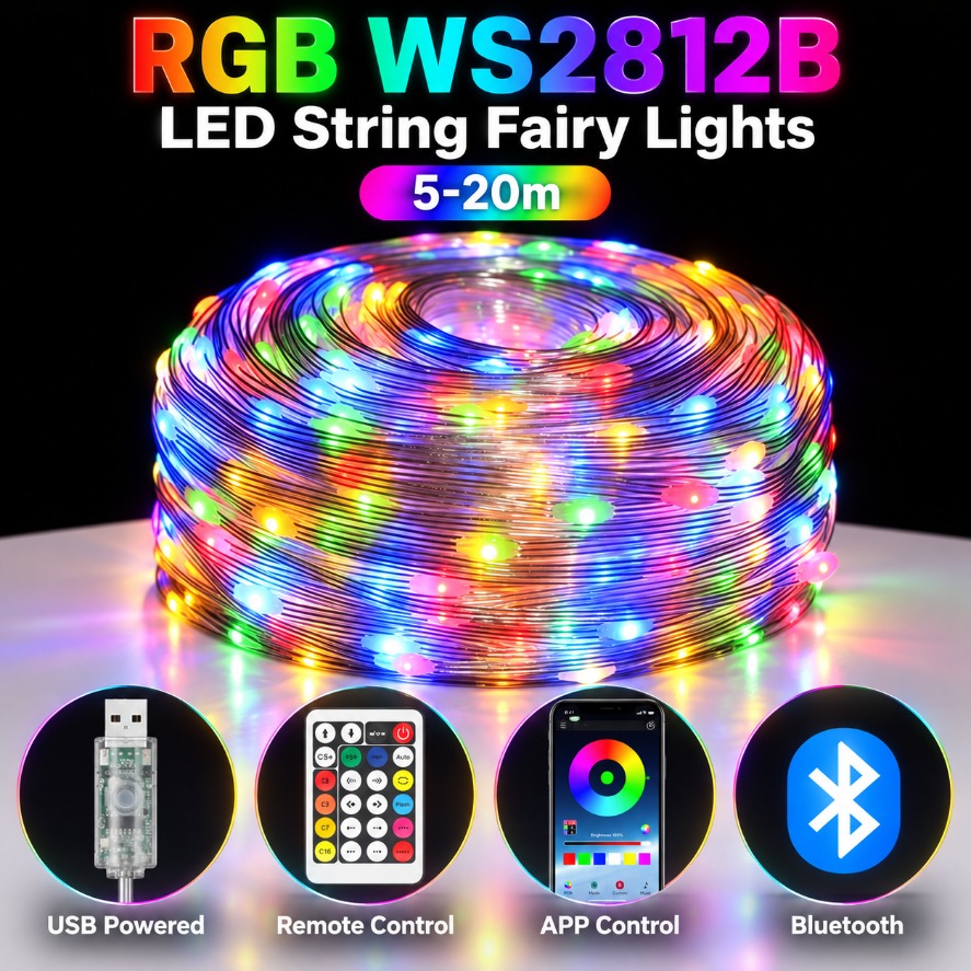5-20m WS2812B RGB LED Fairy St - đánh giá và giá Home Decor Free App