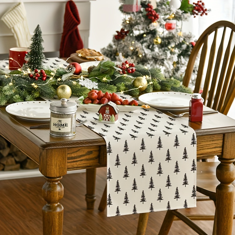 Simple Christmas Tree Table Ru - đánh giá và giá Linen Table Runner