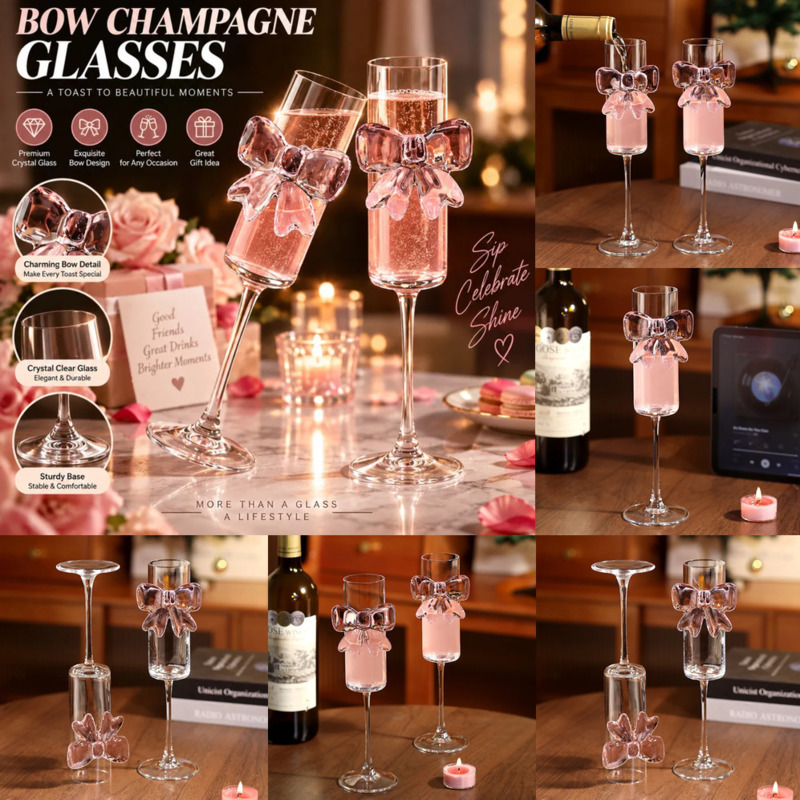 Wedding Bow Y2K Wine Glasses C - đánh giá và giá Home Decor Y2K