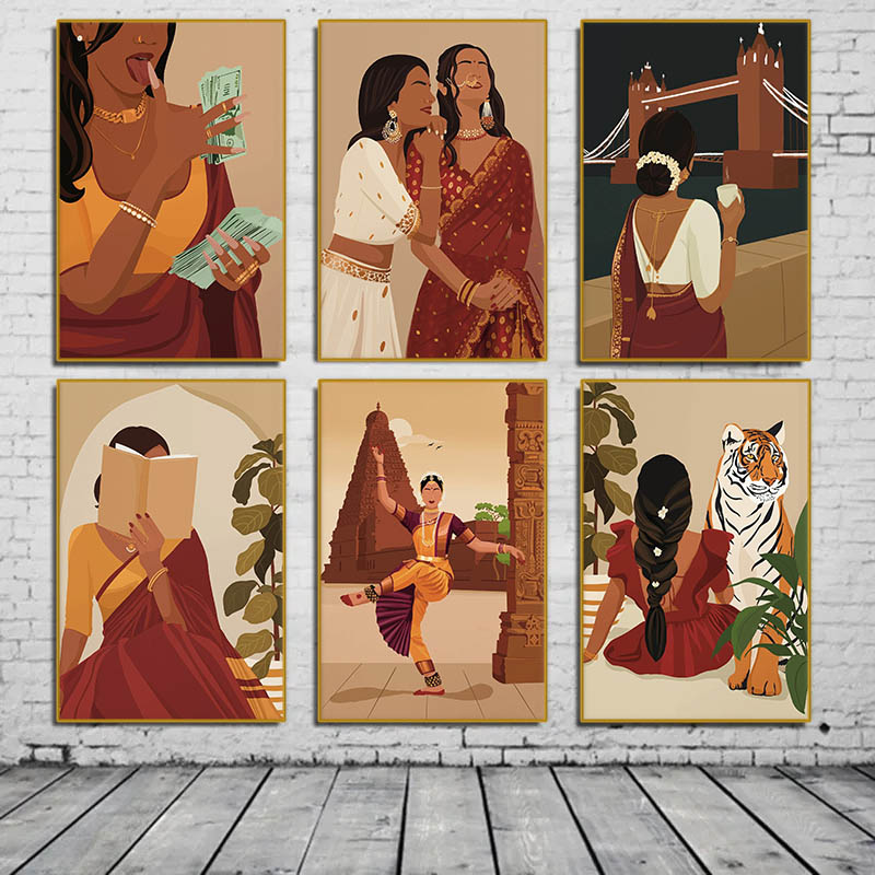 Indian Woman in Saree Reading  - đánh giá và giá Home Decor Indonesia