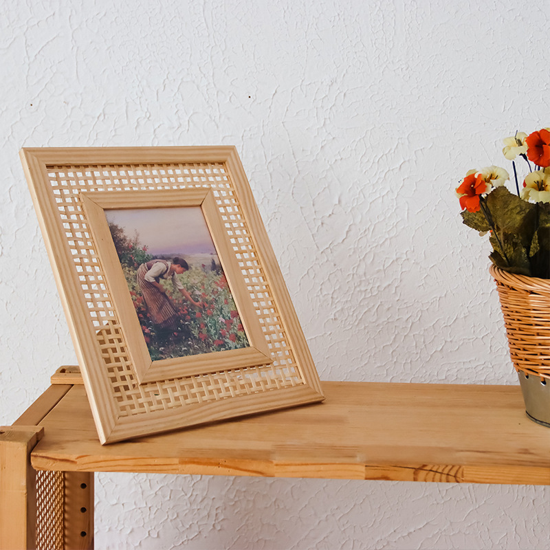 Nordic Solid Wood Rattan Woven - đánh giá và giá Bamboo Photo Frame