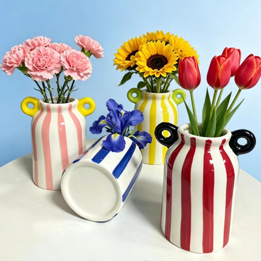 Ceramic Striped Flower Vase wi - đánh giá và giá Pampas Grass Decor