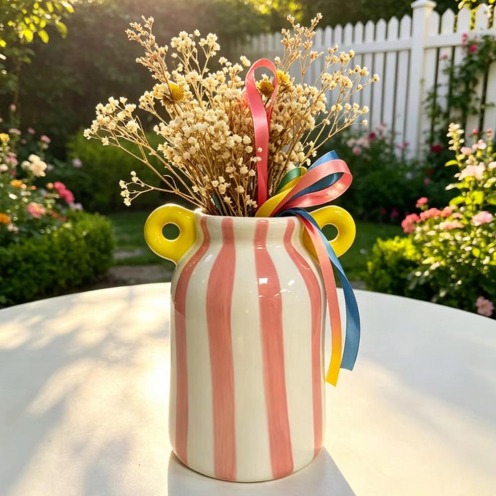 Ceramic Striped Flower Vase wi - đánh giá và giá Pampas Grass Decor