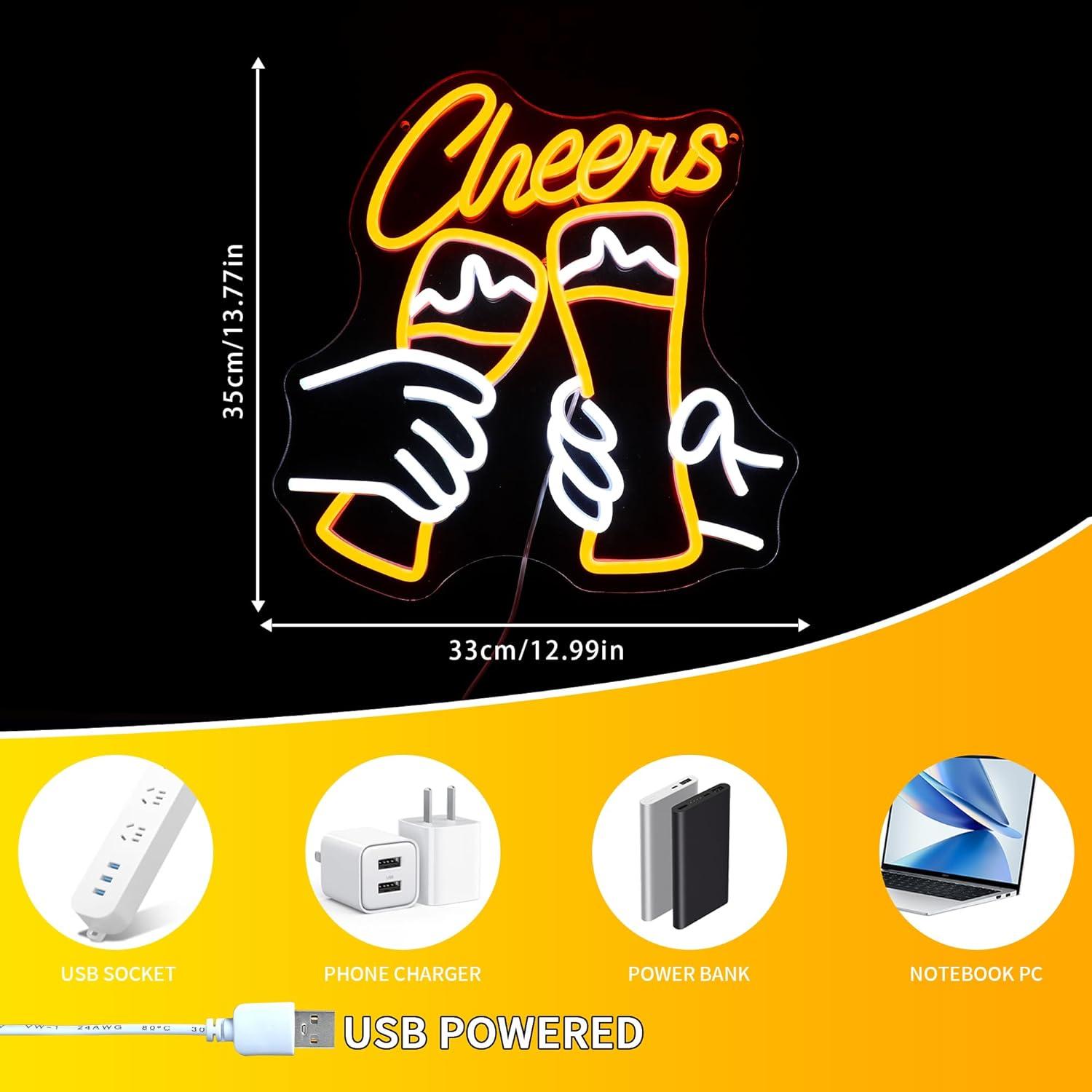 Cheers Cocktail Neon Sign USB  - đánh giá và giá Home Decor Theme
