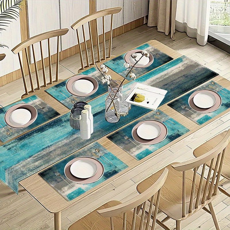 VIKAMA Morandi Abstract Ink Ta - đánh giá và giá Linen Table Runner