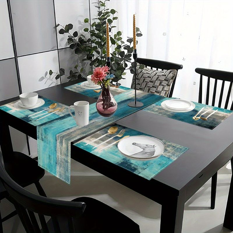 VIKAMA Morandi Abstract Ink Ta - đánh giá và giá Linen Table Runner